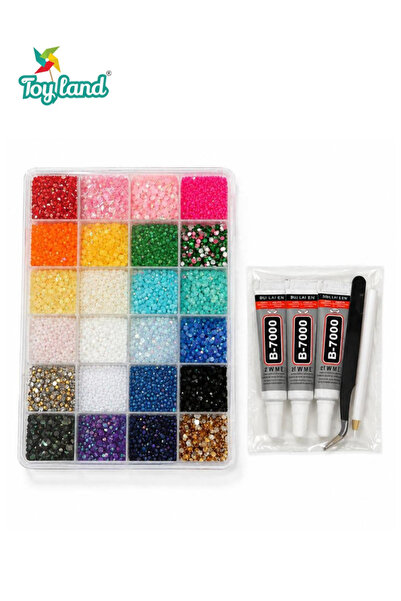 TOY LAND 24-Colour Flatback Rhinestone Craft Kit with Assorted Sparkling Crys...