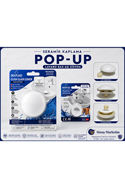ock plast Seramik Kaplama, Bas aç otomatik sistem Pop-up Lavabo Sifonu-Üniver...