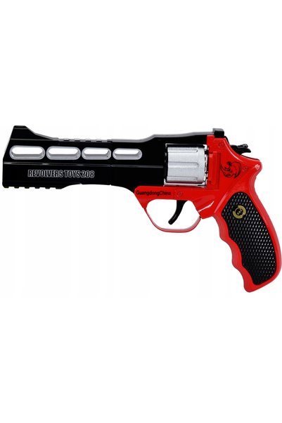 Skleplolki Revolver de jucărie metalic cu capse, negru-roșu, 20 cm, set 720 focuri