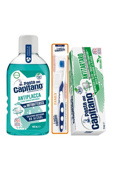 Pasta Del Capitano Pastă de dinți anti-tartar + apă de gură anti-placă + peri...