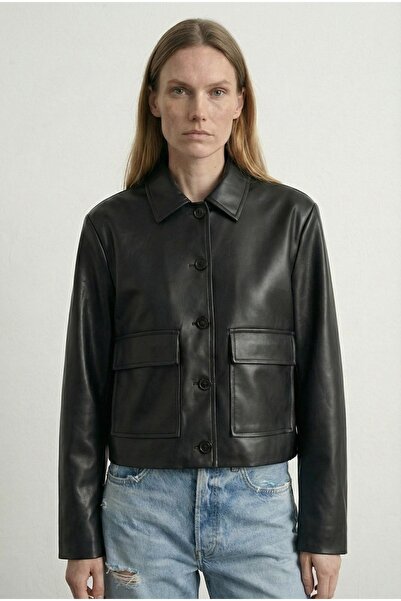 Quzu Leather Women's Jacket Ckt01776 Black