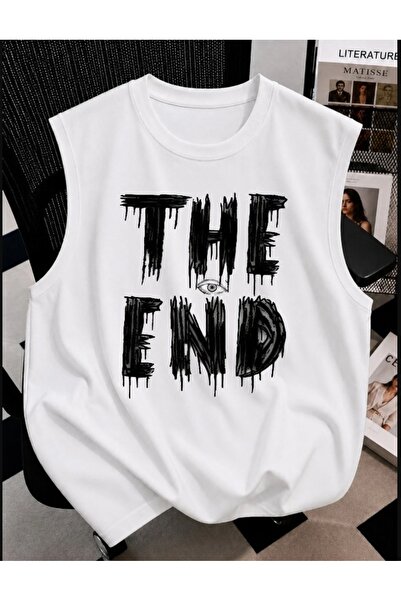 classy moda Unisex Oversize Αθλητικό Φανελάκι με την επιγραφή "The End" και σ...