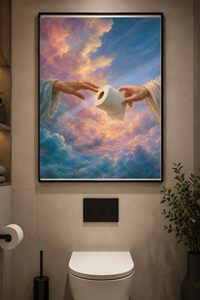 Taranist Poster - Michelangelo Esintili Dokunan Eller Gökyüzü Sürreal Sanat D...