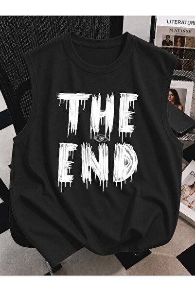 classy moda Unisex Oversize Αθλητικό Φανελάκι με την επιγραφή "The End" και σ...
