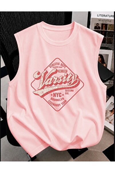 classy moda Unisex Oversize Red Letter Printed Athlete's Undershirt