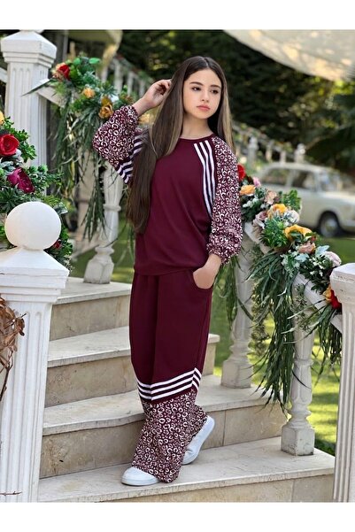 zavera for kids Kız Çocuk Leopar Detaylı Sweatshirt Ve Leopar Detaylı Eşofman...