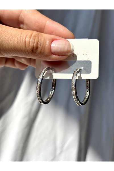 Gözde Tasarım Butik Women's Silver Color Stone Ring Steel Earrings