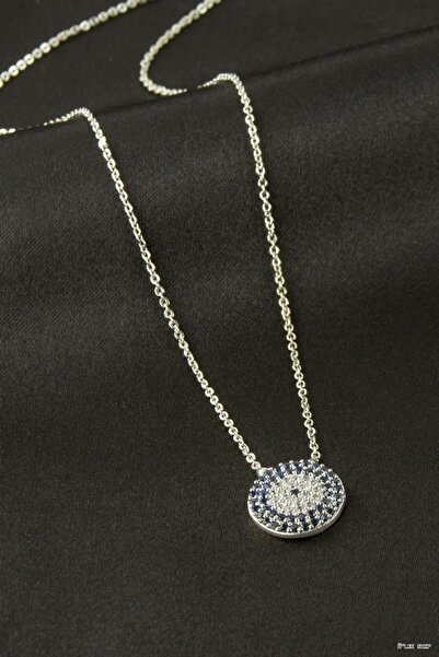 ZERO LAND Ilkestor Nazar Zircon Stone Necklace (203518) Silver Color