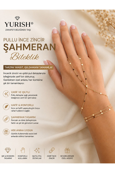 YURISH Kadın Gold Pullu İnce Zincir Şahmeran Bileklik