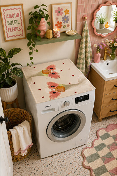 ALAMODECOR Kalpli Ördek Model Çamaşır Makine Örtüsü - 60x60