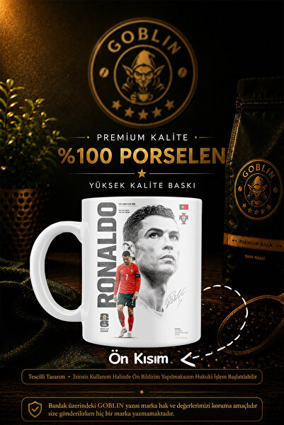 Goblin Kişiye Özel Cristiano Ronaldo Dijital imzalı Kupa kahve bardak mug hed...