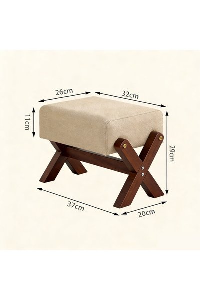 Generic Brand Dark Walnut Solid Wood Stool, Multi-Purpose Bench and Shoe Stool for Living Room and Entryway