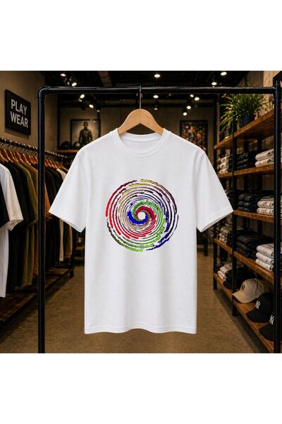 playwear Dot Rainbow Printed 100% Cotton Oversize Loose Regular Fit Crew Neck...