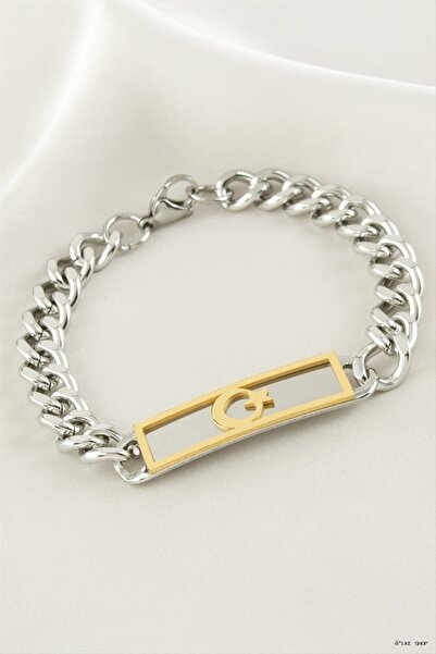 ZERO LAND Ilkestor Moon Star Imprint Steel Bracelet (202748) Silver Color