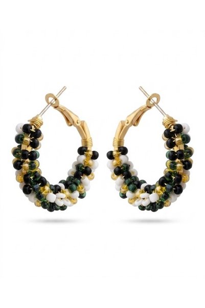 GenelTedarik Women's Green Black Beaded Stylish Earrings Non-Tarnish Stainles...