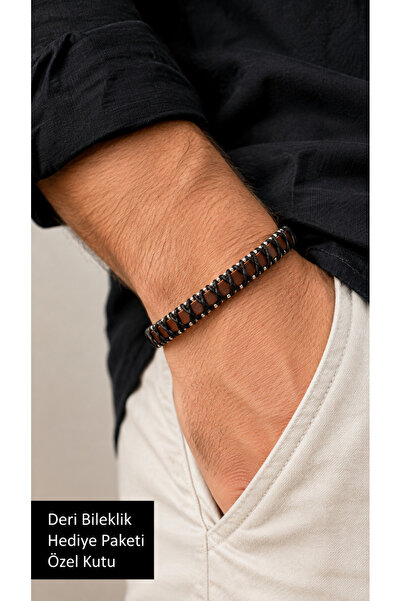 HER ŞEY NOTA www.herseynota.com Davenzo Walnut Brown Leather Men's Bracelet -...