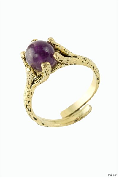 ZERO LAND Ilkestor Round Natural Stone Authentic (203928) Ring Amethyst