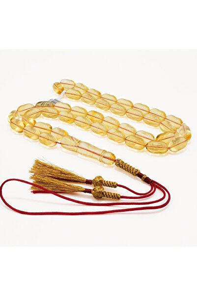 Generic Brand Clear Baltic Amber Prayer Beads – 42 Beads, Barrel Shape, Golde...