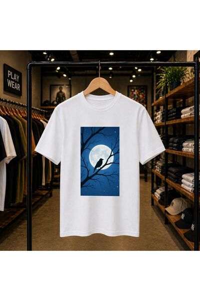 playwear تي شيرت برقبة دائرية واسع ومريح مصنوع من القطن بنسبة 100% ومطبوع علي...