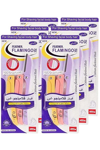 Flamingo شفرات حلاقة شعر الوجه للنساء من فيذر إس - 6 عبوات، 3 شفرات لكل عبوة