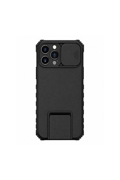Flippy Husa Defender cu Stand pentru iPhone 13 Pro, Negru, Suport reglabil, A...