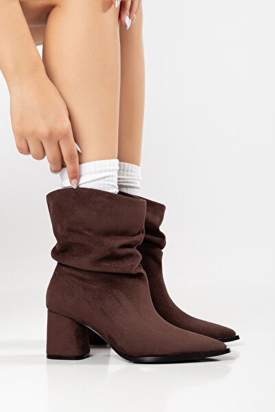 LİVAY STORE Slouchy Kahve Kalın Topuklu Bot