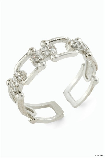 ZERO LAND Ilkestor Oval Stone Ring (202131) Silver Color