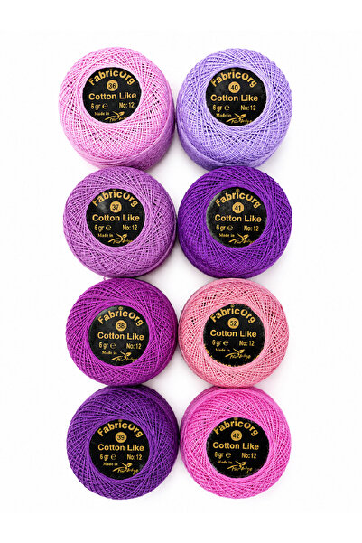 fabricorg No:12 Cotton Like Etamin - Cross Stitch 8-Piece Thread Set-6 (6 Gr)