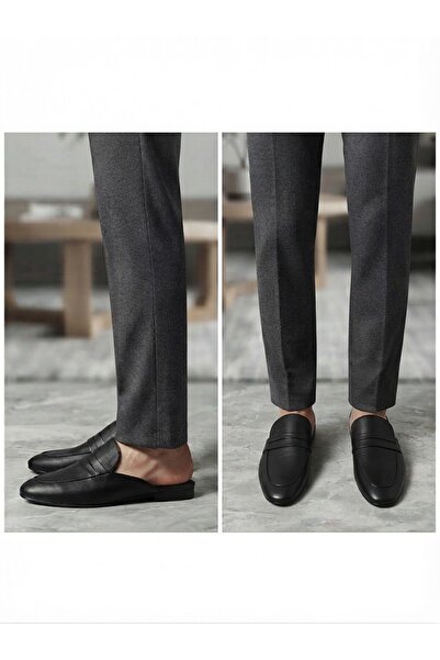 NALİCİLER Siyah Erkek Damat Bohça Çeyiz Ergonomik Ev Misafir Terliği