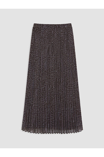 LC Waikiki Lcwaikiki Classic Brown Polka Dot Pleated Skirt with Elastic Waist