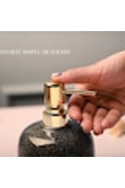 ELARO Dispenser Sapun Lichid cu Aspect Marmorat, Capacitate 300 ml, Design Elegant cu Pompa Aurie, C