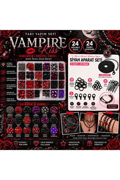 By MO Accessories Vampire Kiss Choker Necklace Making Kit – 24 Compartments B...