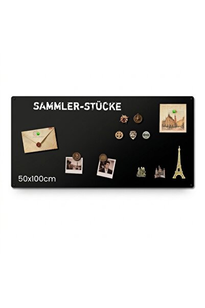 OtherMax Tablă Magnetică de Perete Solidă din Metal Negru 50x100 cm — organiz...