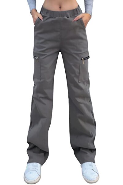 OtherMax Pantaloni Cargo Damă Elastici Talie Înaltă Gri Mărimea M — pantaloni...