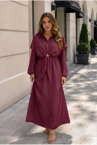 Lovely butik Γυναικείο μακρύ φόρεμα με λεπτομέρεια από καουτσούκ και κορδόνι ...