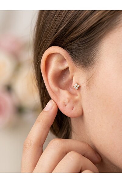 Gold Çiçek Zirkon taş Tragus Piercing