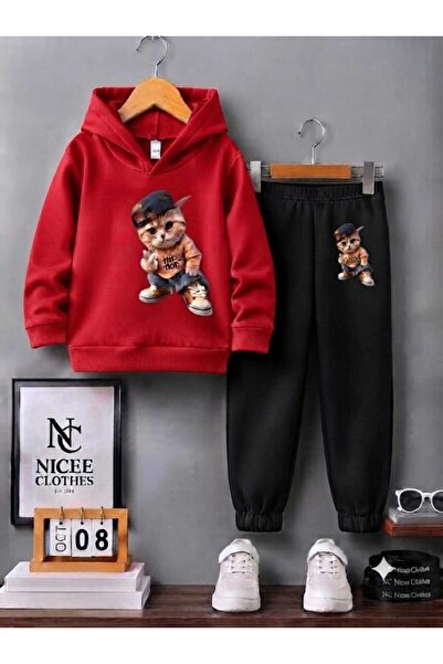 Leto Lykia Children's Tracksuit Unisex (Hip Hop Rapper Cat Winter Print)