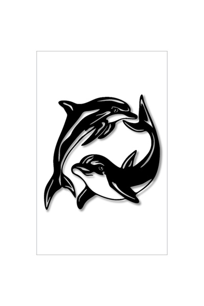 OEM Decor de perete, MDF, Formă de delfin, 50cmX40cm Negru