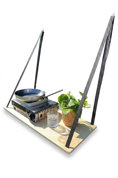 OtherMax Masă de Camping Suspendată din Lemn Reglabilă Maro 80x35x1.5cm — acc...