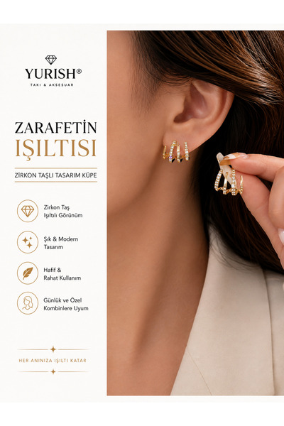 YURISH Women's Gold Zircon Stone Design Earrings