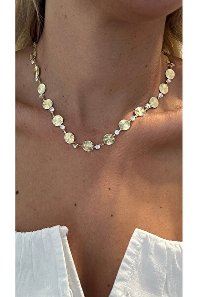 GLARE JEWELRY CO Special Series Oval Zircon Stone Plate Necklace 30+5cm