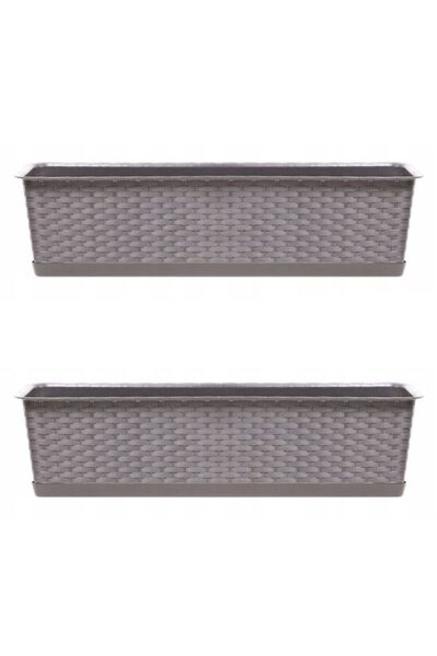 Solplant Set 2 jardiniere decorative, Ratolla Case P, cafeniu, 68.5x17.3x15 cm