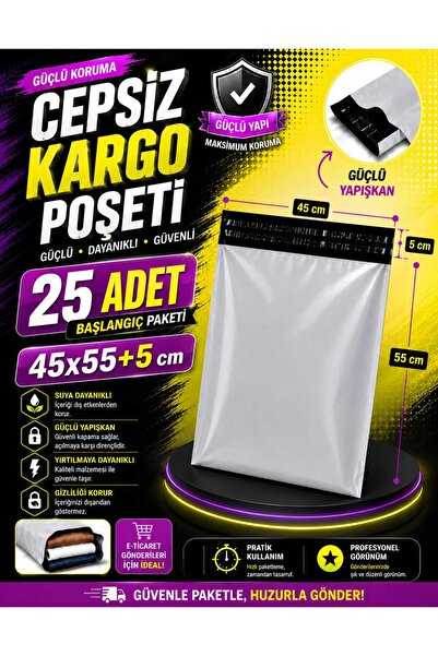 Genel Markalar Cepsiz Kargo Poşeti 45x55 Cepli 25 Adet Kendinden Yapışkanlı