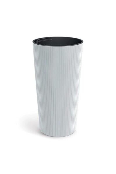 Solplant Ghiveci decorativ de flori, rotund, inalt, alb, 20x38.5 cm, Lamia Slim