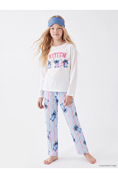 LC Waikiki Lcw Ecru Stitch Printed Girls' Pajama Set