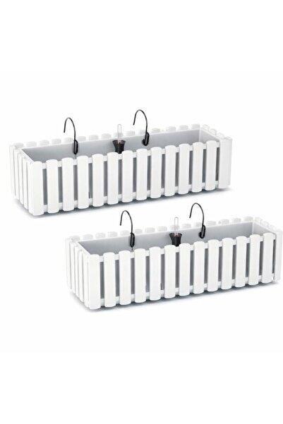 Solplant Set 2 jardiniere decorative cu suport metalic, sistem irigare, alb, ...