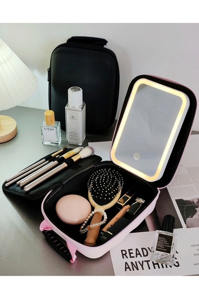 Generic Brand Cosmetic Bag with LED Mirror, Portable, Travel, Premium Material