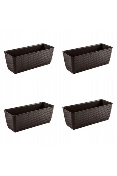 Solplant Set 4 jardiniere decorative, Prosperplast, imitatie ratan, maro, 49....