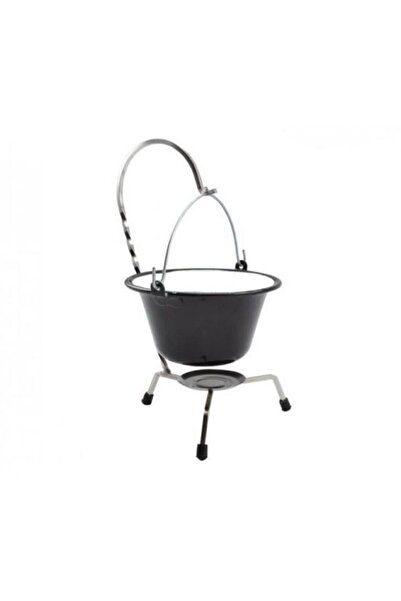 Solplant Set pentru servire ceaun, emailat, negru, 0.8 L, suport cromat