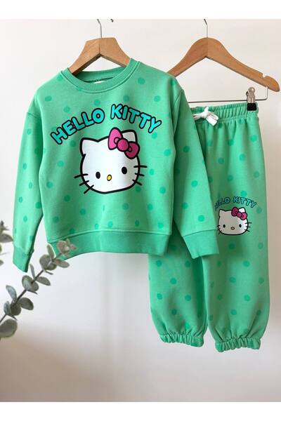bebeğim butik Hello Kity Print Green Girls' Set